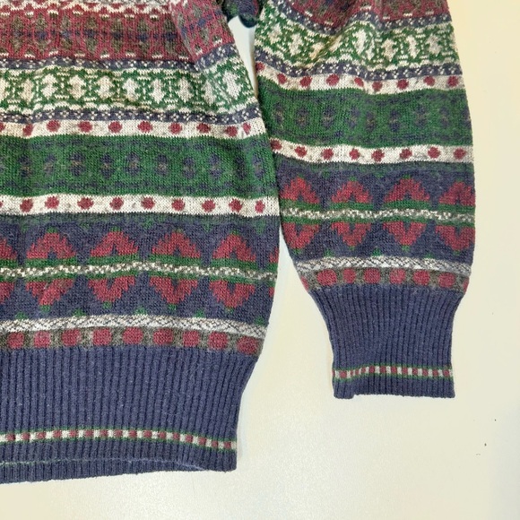 Vintage Ottimo Men's Size Large Maroon Navy/Purple Wool Blend Crewneck Sweater - Picture 10 of 13